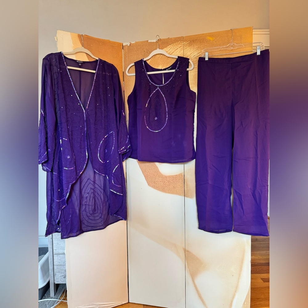 NWT Roaman's Deep Purple Sequin Embellished Dress